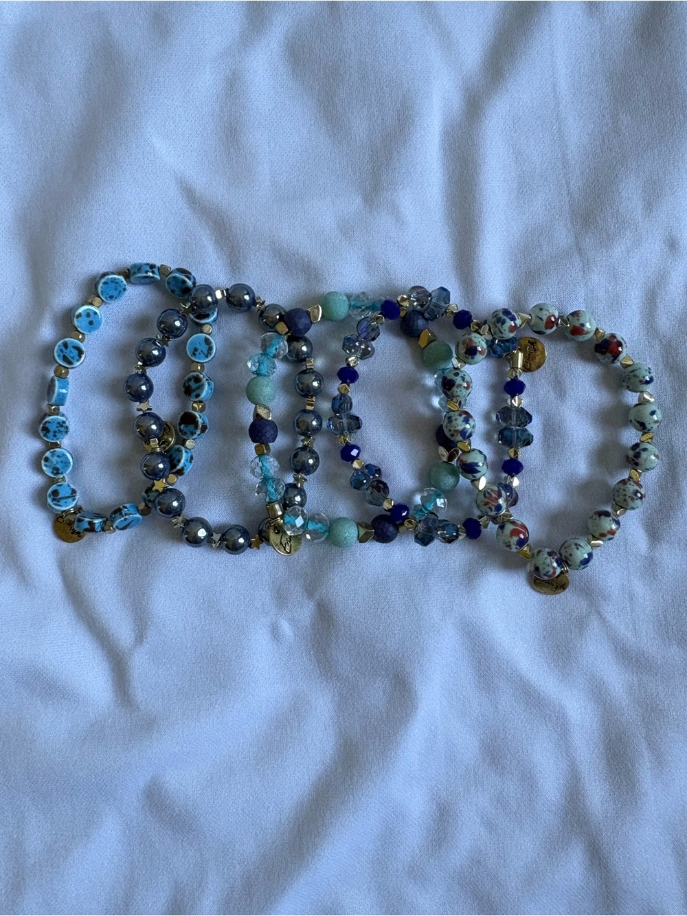 Erimish Stackable Blue Multi-Bead Women’s Bracelet Set